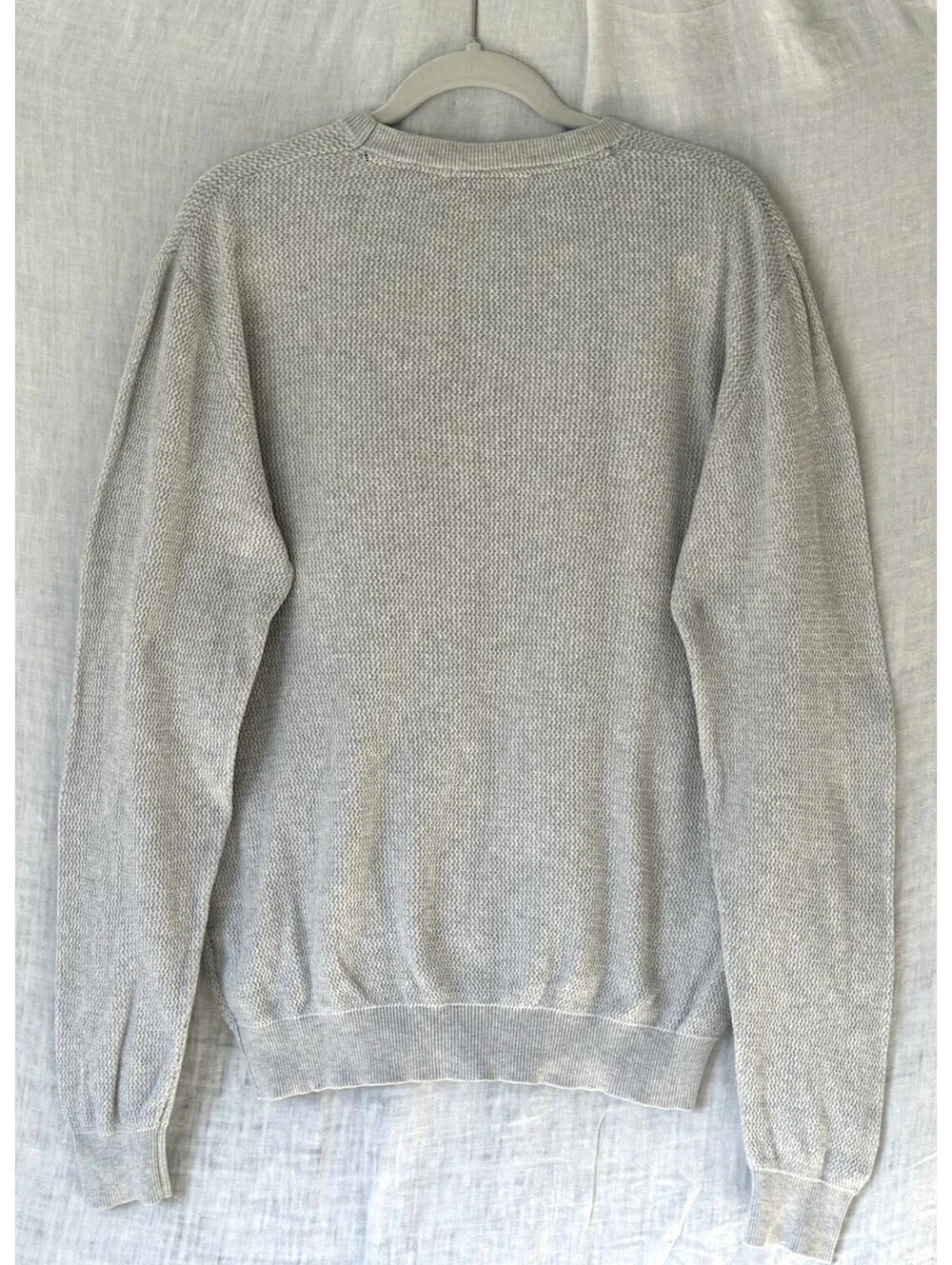 Beneto Maretti Crewneck Sweater Men's XL Light Gray Cotton Nylon Blend Pullover
